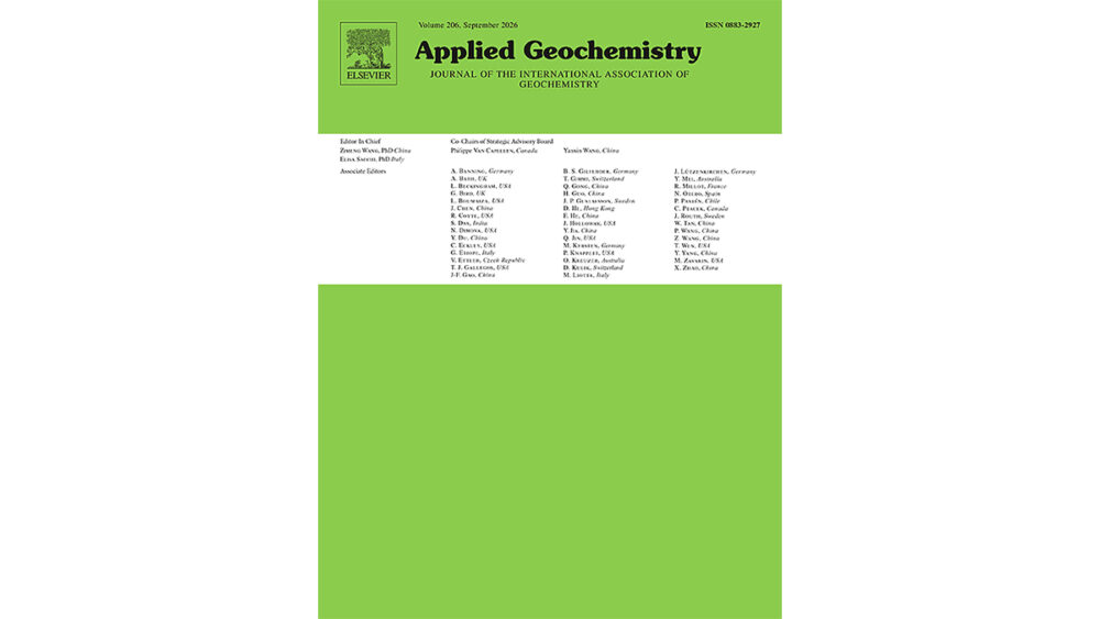 Journal of Applied Geochemistry cover for the featured research paper